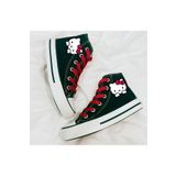 LEVENT ÖZCAN Hello Kitty Baskılı, Kırmızı Bağcıklı Siyah Bilekli Spor Ayakkabı Çocuk Sneaker