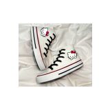 LEVENT ÖZCAN Hello Kitty Baskılı, Siyah Bağcıklı, Beyaz Bilekli Spor Ayakkabı Çocuk Sneaker
