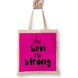 Levi Name Personalized Custom Vintage Retro Rainbow Design Gift Baby-Gift For Him Bez Çanta Uzun Saplı - Açık Bej - 40 X 40