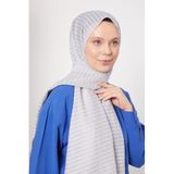 levidor Açık Gri Çizgili Şal, 75 x 180, Shinga, Açık Gri, Kadın