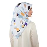 levidor Asimetrik Deseni Twill Eşarp, 90x90, Asimetrik Desen, Mavi, Kadın
