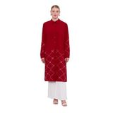 levidor Baklava Desen Taş Baskılı Tunik, 48, 210150, Bordo, Kadın