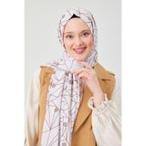levidor Çikolata Kahve Geometrik Desen Violet Medine İpeği Şal, 70 x 190, V16179, renkli, Kadın