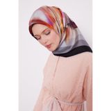 levidor Çizim Desen Twill Ipek Eşarp, 90x90, LVD.IPE.0772, Siyah, Kadın