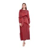 levidor Dantel Şeritli Cupra Elbise, 40, V7469, Bordo, Kadın