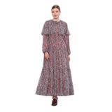 levidor Etnik Desenli Şifon Elbise, 42, V7227, Oranj, Kadın