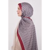 levidor Kare Desen Hint İpeği Şal, 70 x 180, LVD.HNT.0023, Kırmızı, kadın