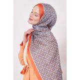 levidor Kare Desen Hint İpeği Şal, 70 x 180, LVD.HNT.0023, Oranj, kadın