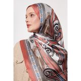 levidor Kenar Desen Hint İpeği Şal, 75 x 195, LVD.HNT.0026, Turuncu, kadın