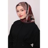 Levidor Kristal Eşarp Asimetrik Desen Siyah Bordo