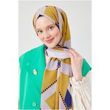 levidor Lime Halka Desen Violet Medine İpeği Şal, 70 x 190, Lime Halka Desen, renkli, Kadın