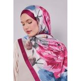 levidor Lotus Desen Hint İpeği Şal, 75 x 195, LVD.HNT.0033, Mürdüm, kadın