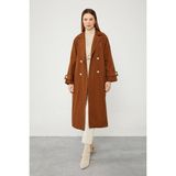 levidor Midi Boy Kuşaklı Trençkot, 1, TYC46587BCA0EBD1FC1658E00, Taba, Kadın