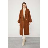 levidor Midi Boy Kuşaklı Trençkot, 3, TYC46587BCA0EBD1FC1658E00, Taba, Kadın