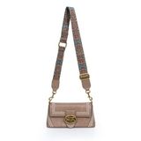 levidor Otantik Fayton Metal Logo ve Etnik Desen Detaylı Omuz Çantası, Standart, LV930575, Gül Kurusu, Kadın