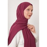 levidor Patlıcan Moru Düz Medine İpeği Şal, Tek Ebat, LVD.MIS.0006, Patlıcan Moru, Kadın