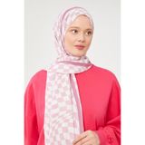 levidor Pembe Dama Desen Mono Krep Şal, 70 x 190, Dama Desen Mono Krep, renkli, Kadın