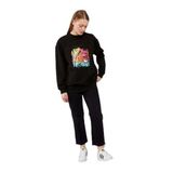 levidor Pul İşlemeli Baskılı Sweatshirt, Standart, 270107, Siyah, kadın