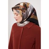 levidor Soyut Desen Twill İpek Eşarp, 90x90, LVD.IPE.0858, Siyah, Kadın