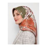 Levidor tivil polyester eşarp (turuncu krem yeşil)