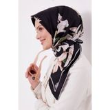 Levidor Trend Twill Eşarp LDT281 Çiçekli Desen 01-Siyah-Krem-Haki