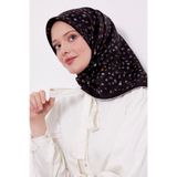 Levidor Trend Twill Eşarp LDT282 Çiçekli Desen 01-Siyah-Taba