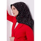 Levidor Trend Twill Eşarp LDT282 Çiçekli Desen 03-Siyah-Kırmızı