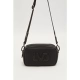 Levidor Uzun Askılı Küçük Boy Crossbody Çift Bölmeli Logo Detaylı Kadın Günlük Omuz Çantası Siyah
