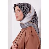 levidor Vizon Geometrik Desen Twill İpek Eşarp, 90x90, L-4169 70, Siyah, Kadın