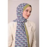levidor Yağ Yeşili Zigzag Desen Club Şal, 75 x 195, Club Şal, Yağ Yeşili, Kadın