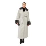 levidor Yaka Kolları Kürk Detaylı Kaban, 2, TYCF393E49BE31185717FC600, Gri, Kadın