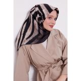 levidor Zebra Desen Twill Ipek Eşarp, 90x90, LVD.IPE.0723, Kahve, Kadın