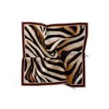 levidor Zebra Twill İpek Eşarp, 90x90, Zebra Twill, Kahve, Kadın