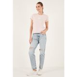 Levi's 501 Pamuklu Yırtık Detaylı Regular Fit Düz Paça Jeans Bayan Kot Pantolon 12501-0500 AÇIK MAVİ