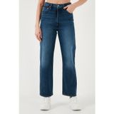 Levi's Ribcage Streç Pamuklu Straight Fit Yüksek Bel Geniş Paça Jeans Bayan Kot Pantolon A7743-0010 KOYU MAVİ