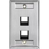 Leviton 43081-1L2 2 Bağlantı Noktalı Paslanmaz Çelik QuickPort Kimlik Pencereli Tek Yuvalı Duvar Plakası