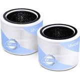 LEVOIT Core 200S hava temizleyici için 2'li paket yedek filtre, gerçek HEPA filtre, yüksek verimli aktif karbon filtresi,%99,97 küf alerjileri, duman, toz, polenlere karşı ön filtre, sigara odası