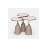 Levon Home PERA Premium Kapüçino Metal Gövdeli Mermer Desenli Üçlü Zigon Sehpa