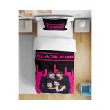 Levva Home Black Pink Kpop Desenli 3D Dijital Baskılı Tek Kişilik Çarşafsız Genç Kız Çocuk Nevresim Takımı