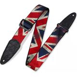 Levy’s Leathers Polyester Gitar Askısı, Süblimasyon Baskılı Eskitme Bayrak Tasarımlı, 5 Cm