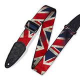 Levy's Leathers Süblimasyon Baskılı Eskitilmiş Bayrak Tasarımlı 5 cm Polyester Gitar Askısı (MDP-UK)