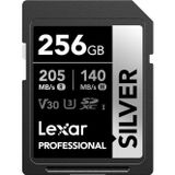 Lexar 256 GB Profesyonel Gümüş Sdxc Hafıza Kartı, Uhs-I, C10, U3, V30, 4K Video, 205/140 Mb/s'ye Kad