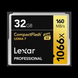 Lexar 32GB Lexar® Professional 1066x CompactFlash® card, up to 160MB/s read 155MB/s write