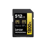 Lexar 512Gb Lsd1800512G-Bnnng SD Professional 1800X Sdxc Uhs-Ii Kart Up To 280Mb/S Okuma 210Mb/S Yazma Hafıza Kartı