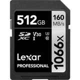 Lexar 512GB SD 1066X 160MB/s Okuma 120MB/s Yazma Profesyonel Hafıza Kartı LSD1066512G-BNNNG
