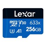 Lexar 633 x 256 Micro SD kart, microSDXC UHS-I kartı + SD adaptörü, 100 MB/sn' kadar okuma, hafıza kartı Micro SD , C10, U3, V30, /tablet/güvenlik kamerası için (LMS0633256G-BNAAA)