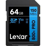Lexar 64 GB 800X Pro 150MB/S SDXC Hafıza Kartı V30 UHS-I Sınıf 10 Yüksek Okuma Hızı