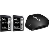Lexar LMS1066064 USB 3.1 Kart Okuyucu + 2 x 64 GB 1066X SD Hafıza Kartı