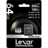 Lexar Professional 64 GB 205 MB/s Silver Plus Mikro SD Hafıza Kartı