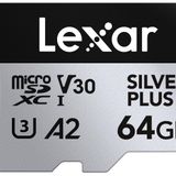Lexar Silver Plus Micro SD Kart 64 GB, 205 MB/s'ye kadar Okuma Hızı, SD Adaptörlü Hafıza Kartı Micro SD, UHS-I, A2, U3, V30, Sınıf 10, 4K UHD microSDXC Hafıza Kartı